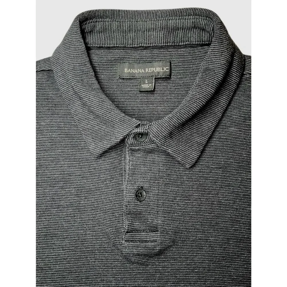 Banana Republic Luxe Touch Striped Polo in Black/Grey Men’s L